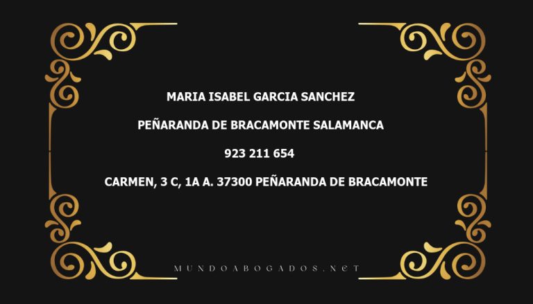 abogado Maria Isabel Garcia Sanchez en la localidad de Peñaranda de Bracamonte