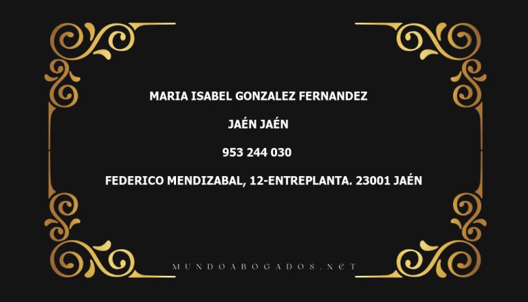 abogado Maria Isabel Gonzalez Fernandez en la localidad de Jaén