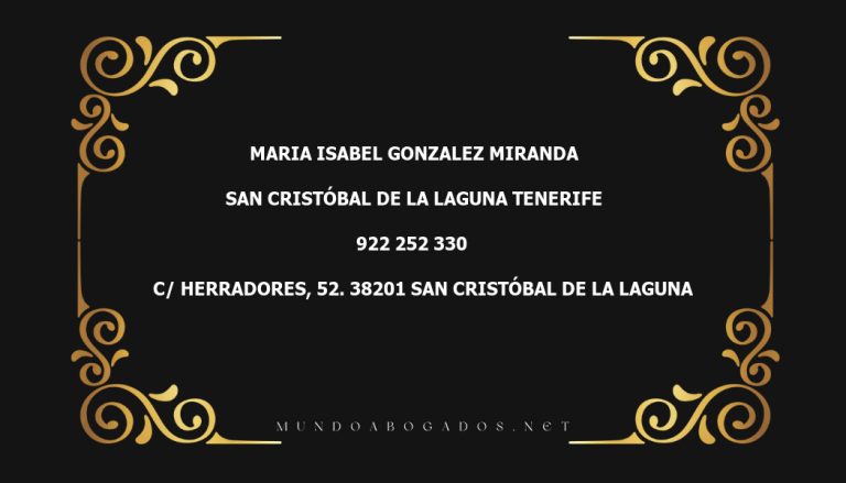 abogado Maria Isabel Gonzalez Miranda en la localidad de San Cristóbal de La Laguna