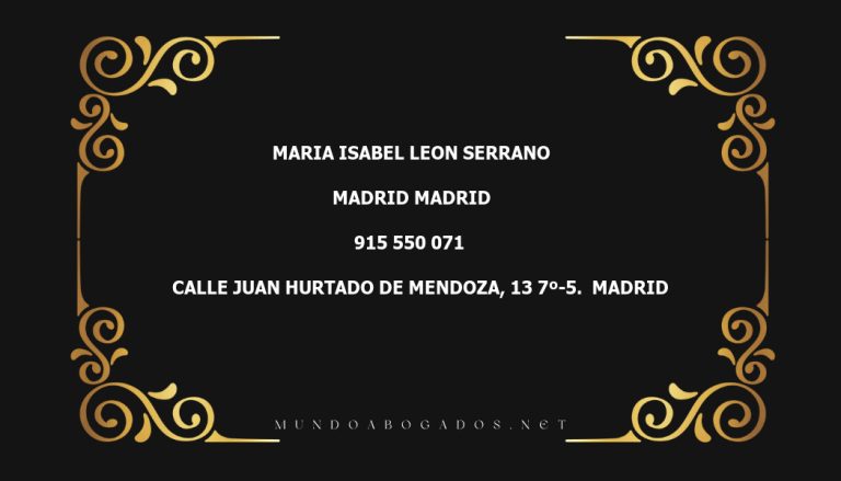 abogado Maria Isabel Leon Serrano en la localidad de Madrid