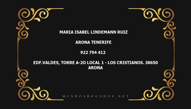 abogado Maria Isabel Lindemann Ruiz en la localidad de Arona