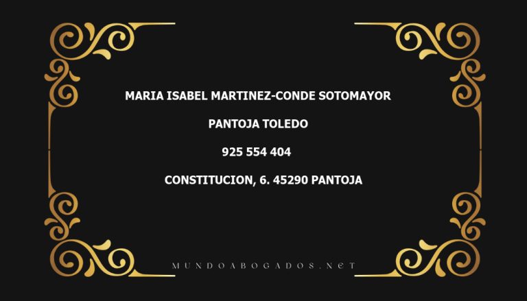 abogado Maria Isabel Martinez-Conde Sotomayor en la localidad de Pantoja