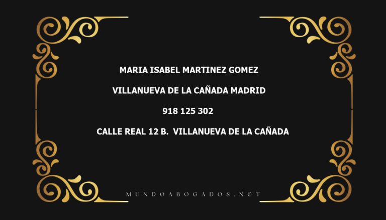 abogado Maria Isabel Martinez Gomez en la localidad de Villanueva de la Cañada