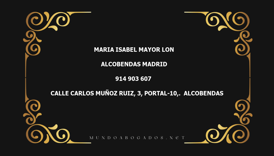 abogado Maria Isabel Mayor Lon en la localidad de Alcobendas