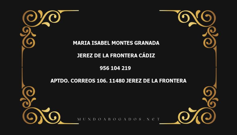 abogado Maria Isabel Montes Granada en la localidad de Jerez de la Frontera