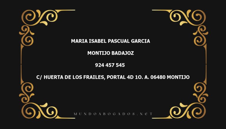 abogado Maria Isabel Pascual Garcia en la localidad de Montijo