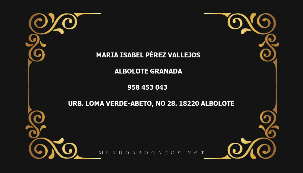 abogado Maria Isabel Pérez Vallejos en la localidad de Albolote