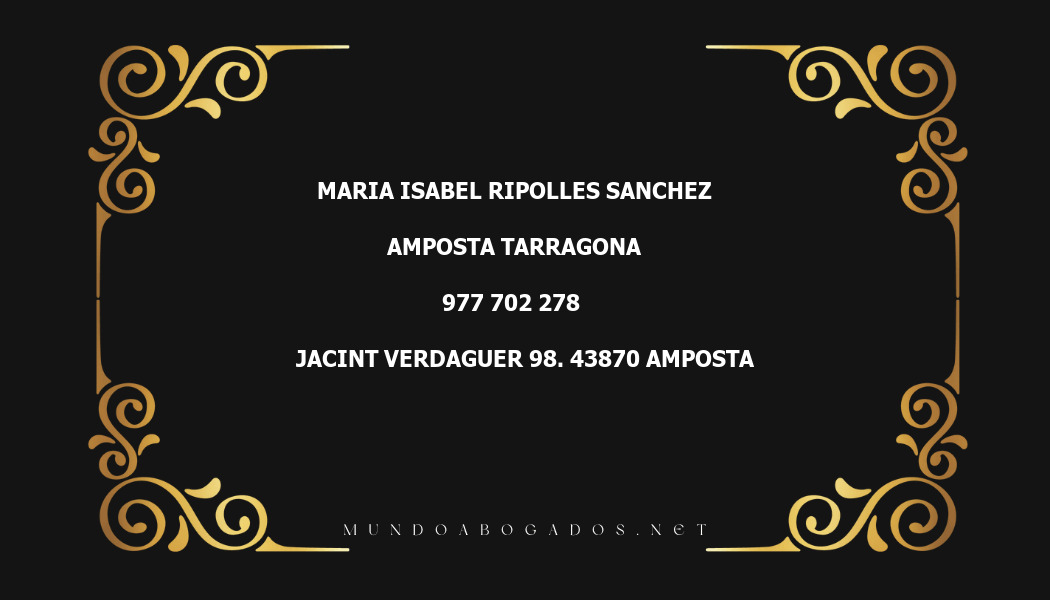 abogado Maria Isabel Ripolles Sanchez en la localidad de Amposta