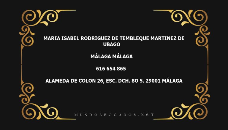 abogado Maria Isabel Rodriguez De Tembleque Martinez De Ubago en la localidad de Málaga