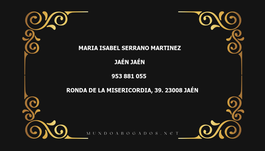 abogado Maria Isabel Serrano Martinez en la localidad de Jaén