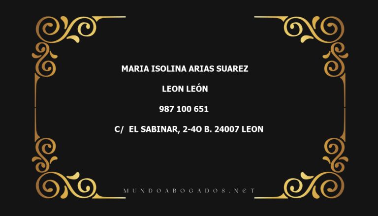 abogado Maria Isolina Arias Suarez en la localidad de Leon