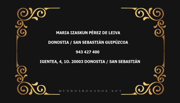 abogado Maria Izaskun Pérez De Leiva en la localidad de Donostia / San Sebastián