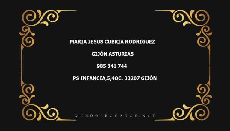 abogado Maria Jesus Cubria Rodriguez en la localidad de Gijón