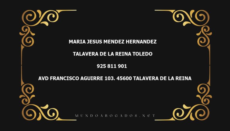 abogado Maria Jesus Mendez Hernandez en la localidad de Talavera de la Reina