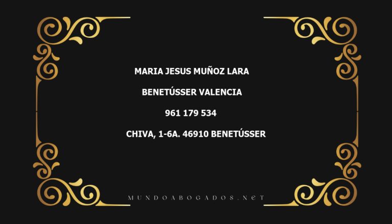 abogado Maria Jesus Muñoz Lara en la localidad de Benetússer