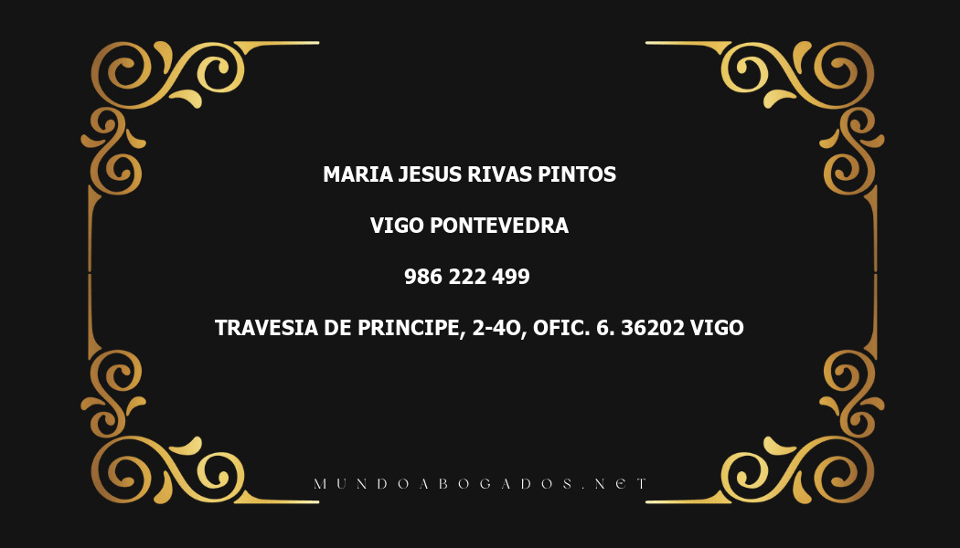 abogado Maria Jesus Rivas Pintos en la localidad de Vigo