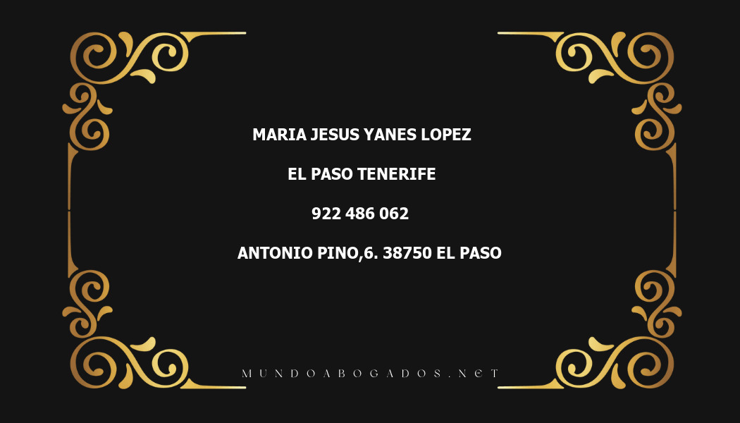 abogado Maria Jesus Yanes Lopez en la localidad de El Paso