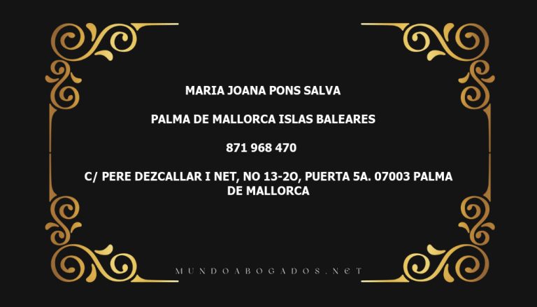 abogado Maria Joana Pons Salva en la localidad de Palma de Mallorca