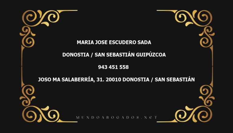 abogado Maria Jose Escudero Sada en la localidad de Donostia / San Sebastián