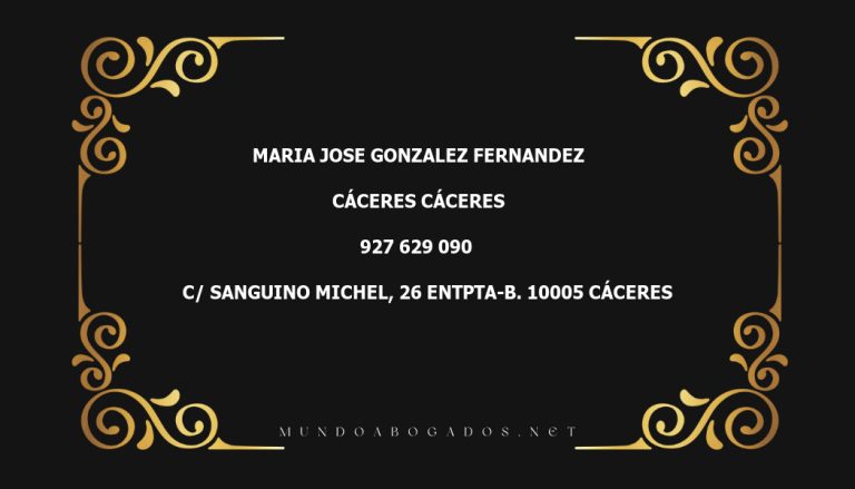 abogado Maria Jose Gonzalez Fernandez en la localidad de Cáceres