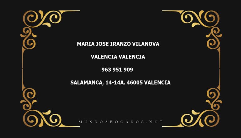 abogado Maria Jose Iranzo Vilanova en la localidad de Valencia