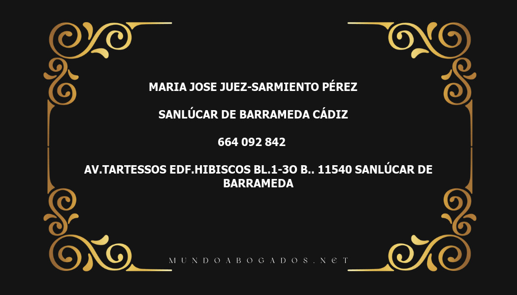 abogado Maria Jose Juez-Sarmiento Pérez en la localidad de Sanlúcar de Barrameda