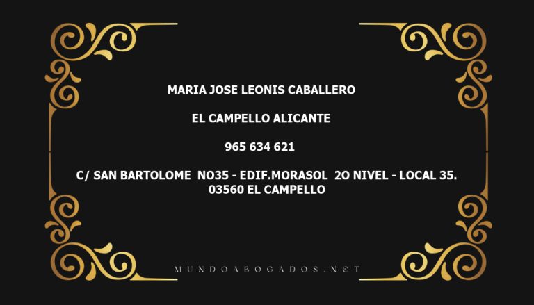 abogado Maria Jose Leonis Caballero en la localidad de El Campello