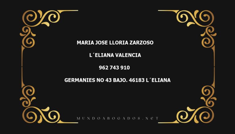 abogado Maria Jose Lloria Zarzoso en la localidad de L´Eliana