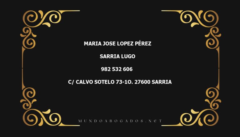 abogado Maria Jose Lopez Pérez en la localidad de Sarria