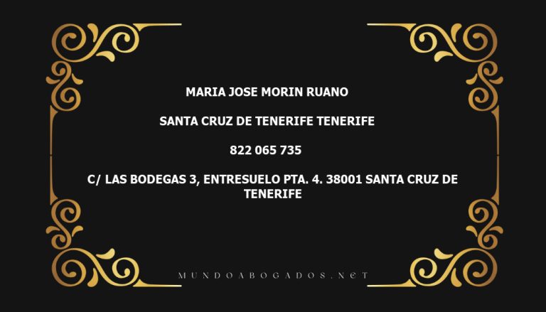 abogado Maria Jose Morin Ruano en la localidad de Santa Cruz de Tenerife