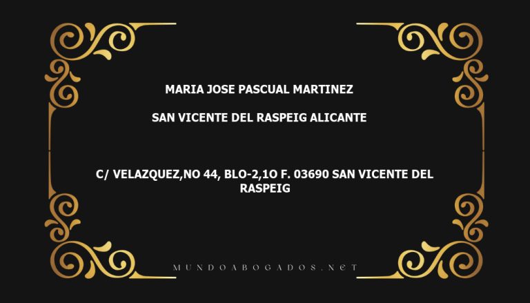 abogado Maria Jose Pascual Martinez en la localidad de San Vicente del Raspeig