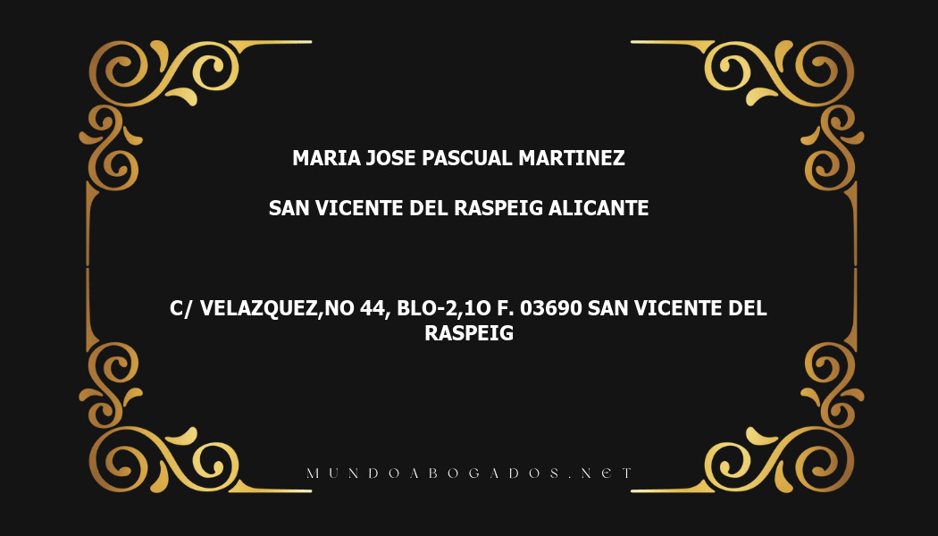 abogado Maria Jose Pascual Martinez en la localidad de San Vicente del Raspeig