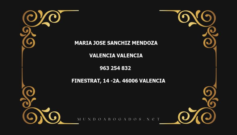 abogado Maria Jose Sanchiz Mendoza en la localidad de Valencia