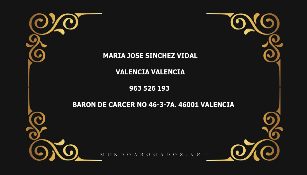 abogado Maria Jose Sinchez Vidal en la localidad de Valencia