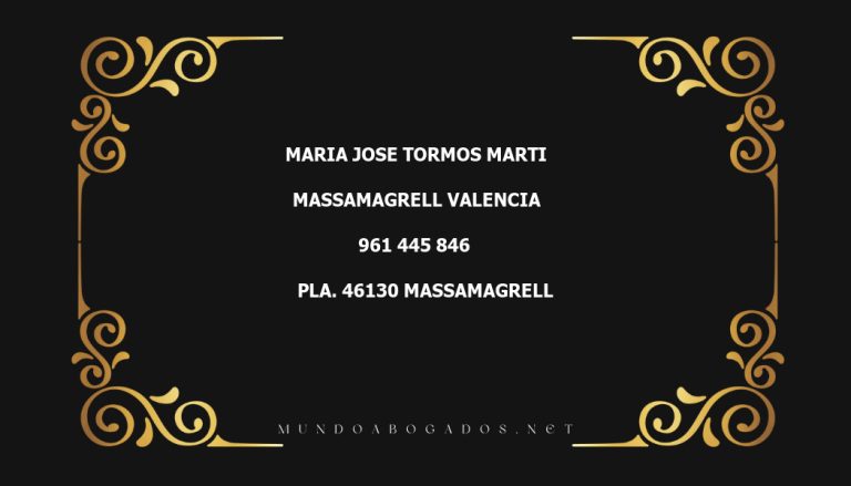 abogado Maria Jose Tormos Marti en la localidad de Massamagrell