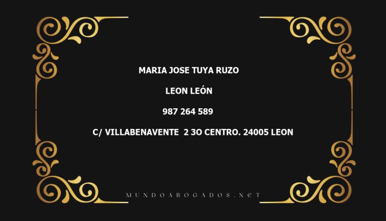 abogado Maria Jose Tuya Ruzo en la localidad de Leon