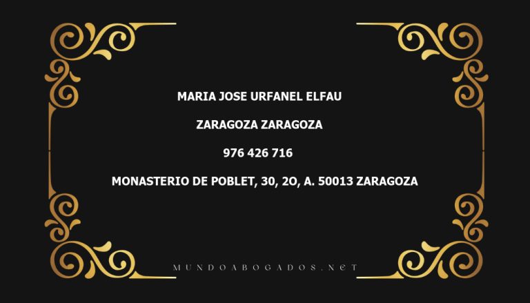 abogado Maria Jose Urfanel Elfau en la localidad de Zaragoza