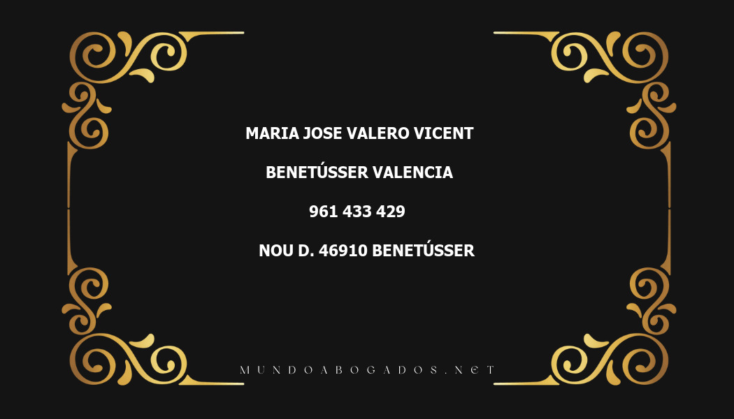 abogado Maria Jose Valero Vicent en la localidad de Benetússer