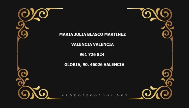 abogado Maria Julia Blasco Martinez en la localidad de Valencia