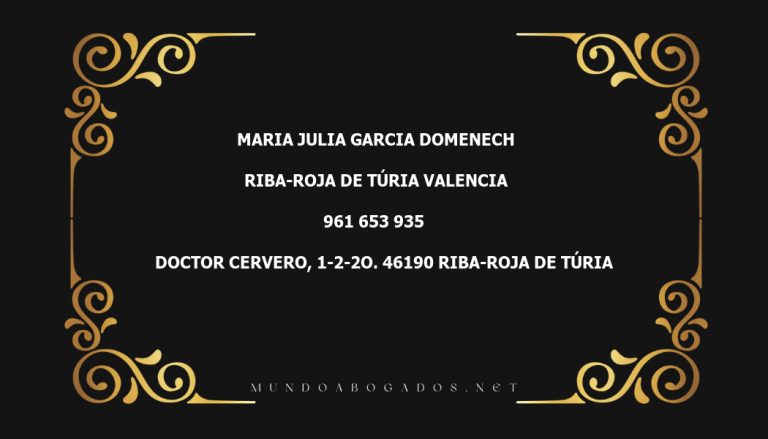 abogado Maria Julia Garcia Domenech en la localidad de Riba-roja de Túria