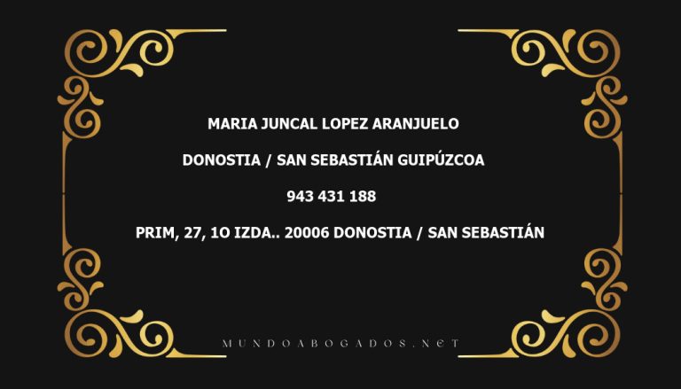 abogado Maria Juncal Lopez Aranjuelo en la localidad de Donostia / San Sebastián