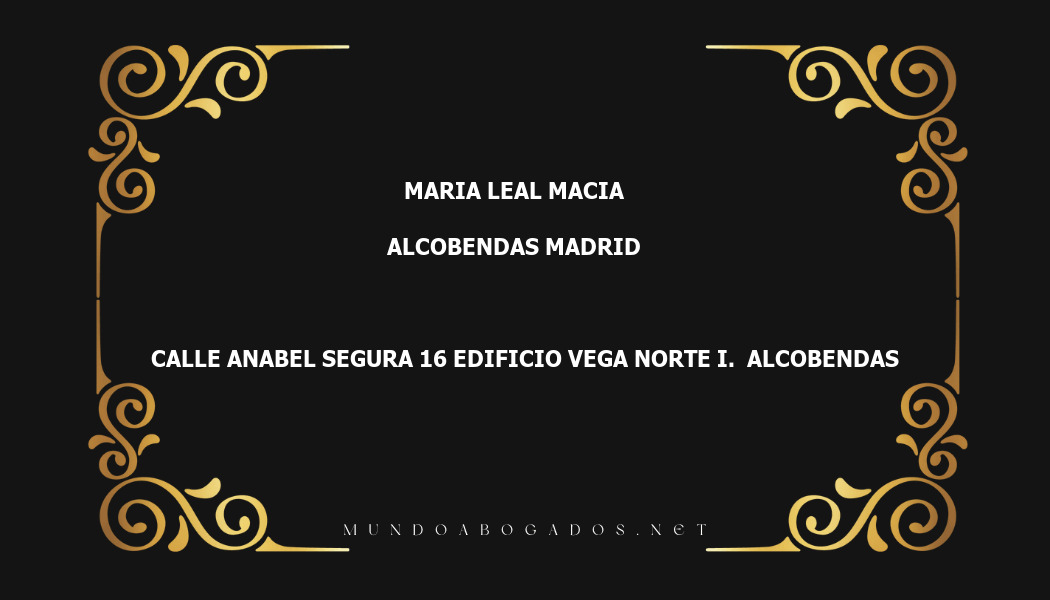 abogado Maria Leal Macia en la localidad de Alcobendas