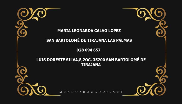 abogado Maria Leonarda Calvo Lopez en la localidad de San Bartolomé de Tirajana