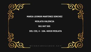 abogado Maria Leonor Martinez Sinchez en la localidad de Mislata