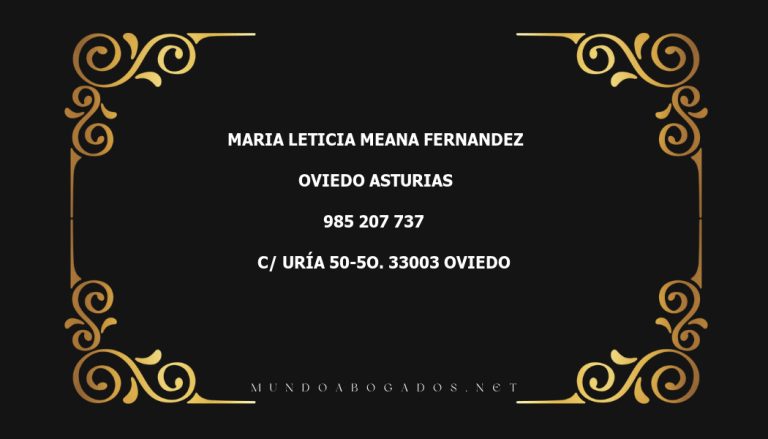 abogado Maria Leticia Meana Fernandez en la localidad de Oviedo