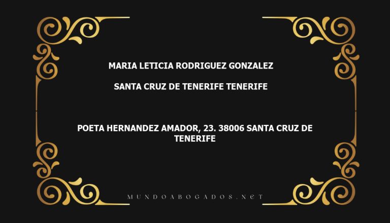 abogado Maria Leticia Rodriguez Gonzalez en la localidad de Santa Cruz de Tenerife