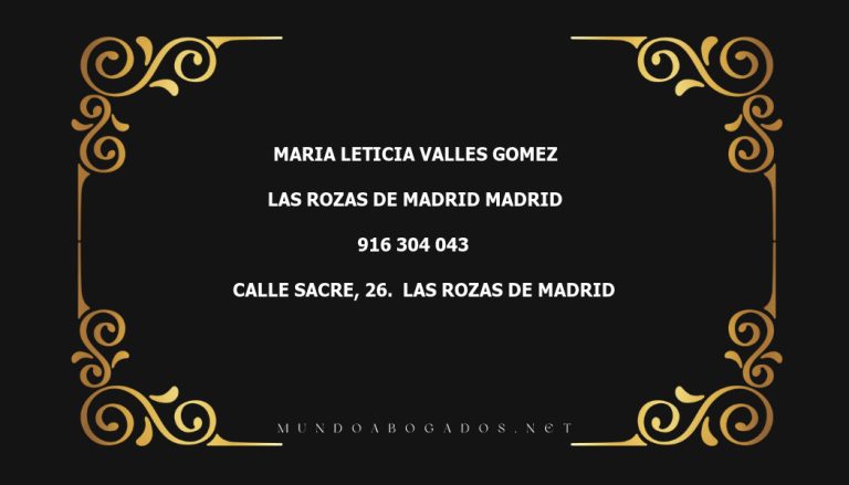 abogado Maria Leticia Valles Gomez en la localidad de Las Rozas de Madrid