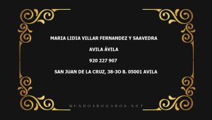 abogado Maria Lidia Villar Fernandez Y Saavedra en la localidad de Avila