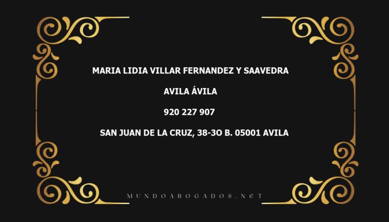 abogado Maria Lidia Villar Fernandez Y Saavedra en la localidad de Avila