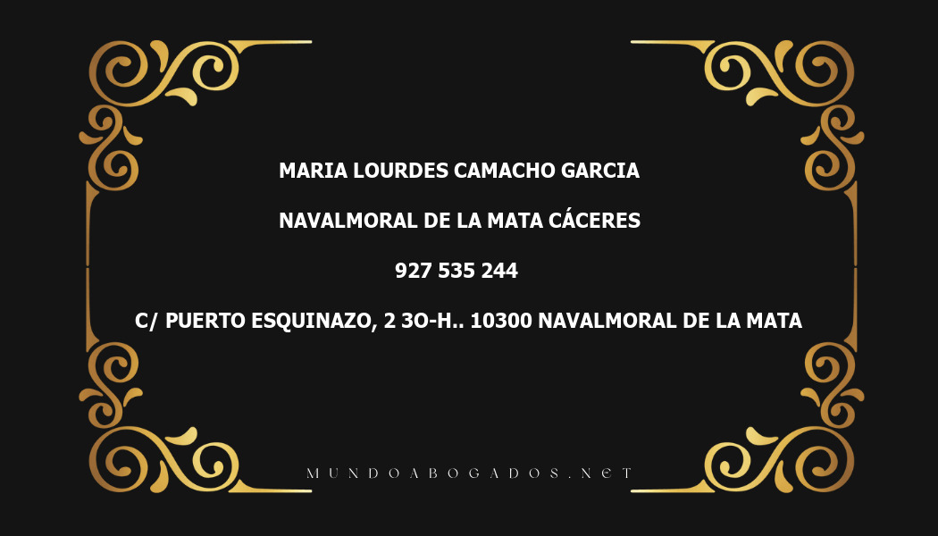 abogado Maria Lourdes Camacho Garcia en la localidad de Navalmoral de la Mata